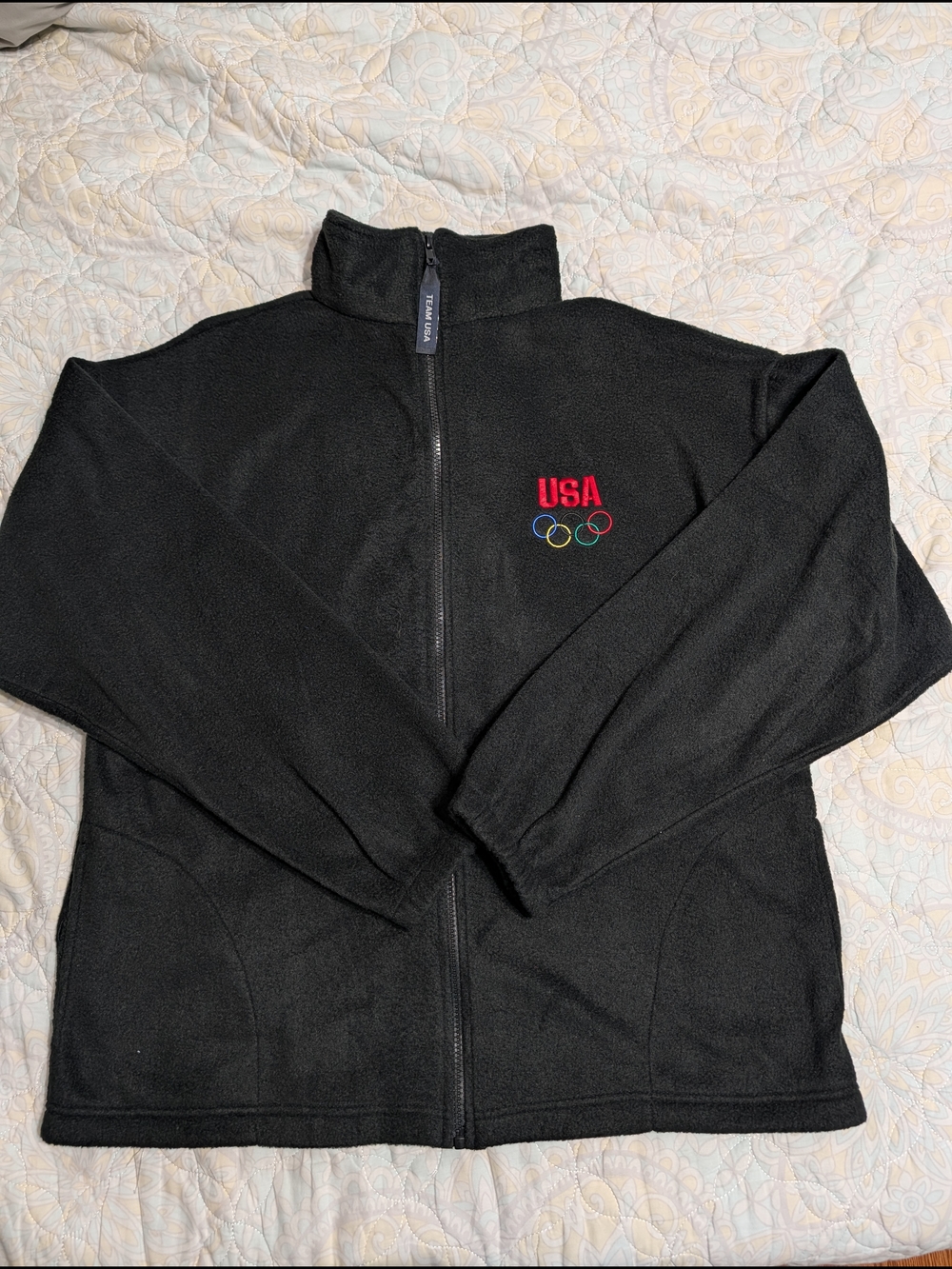 USA Olympic Black Full-Zip Performance Fleece Jacket L Team USA